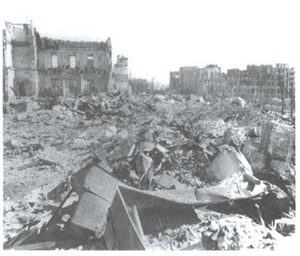The view of Voronezh University&rsquo;s main building blown up by retreating Fascist forces